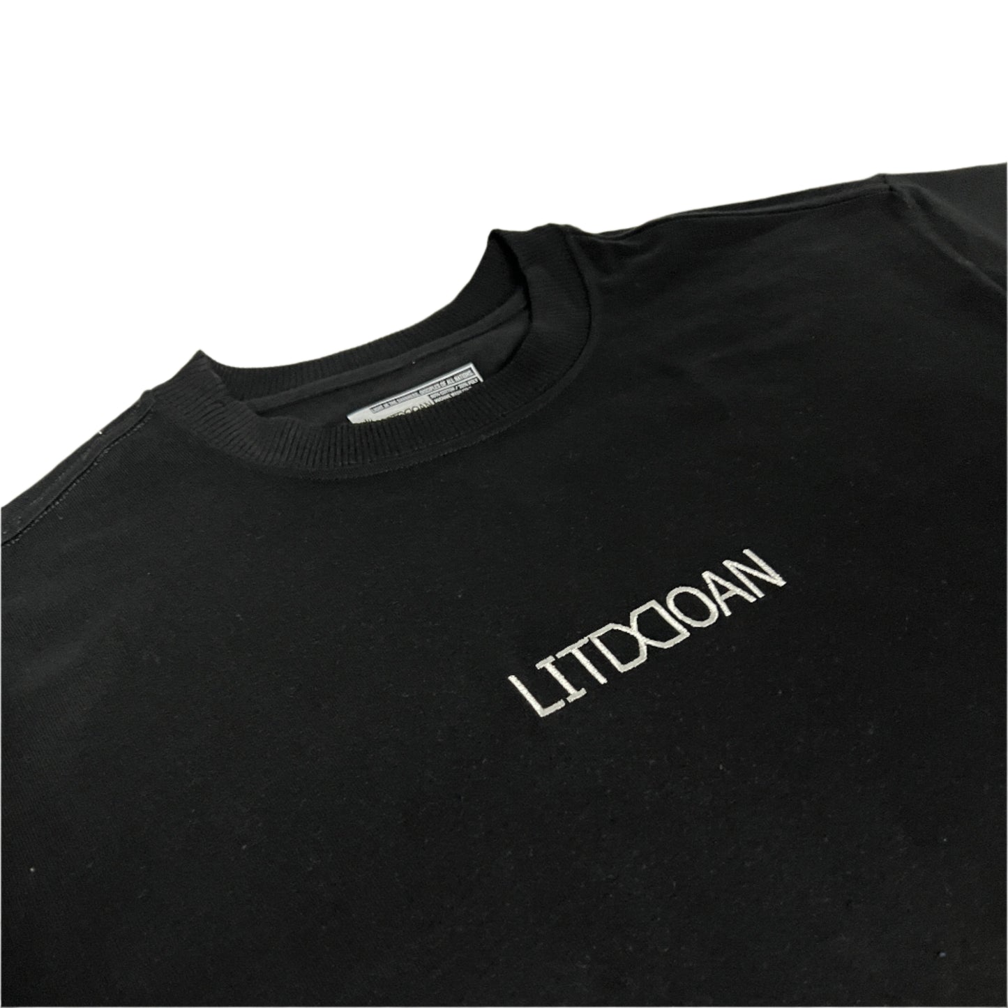 Black t-shirt with 'LITDDOAN' logo on a light gray background