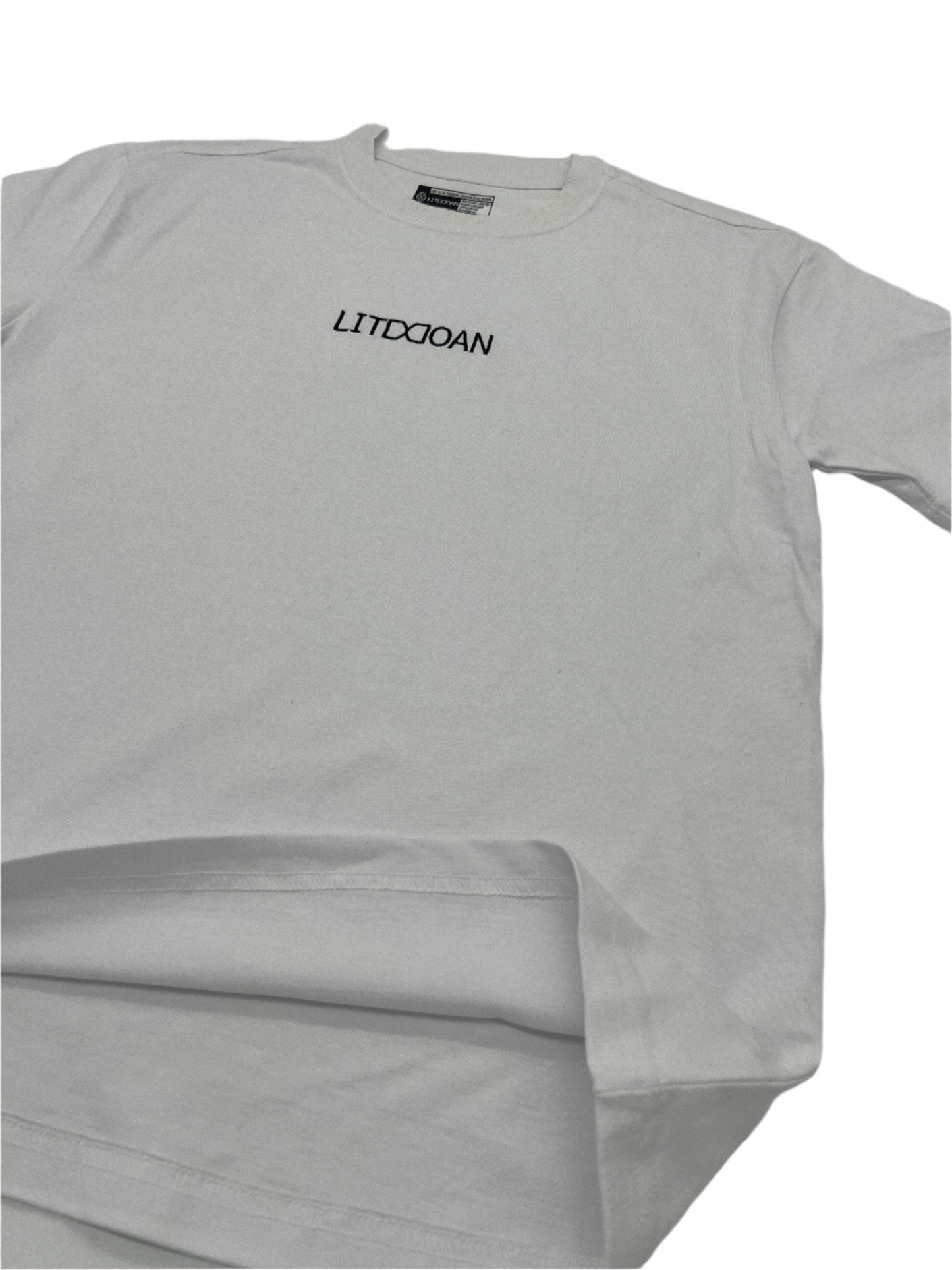 Light gray t-shirt with 'LITDDOAN' branding on a light gray background